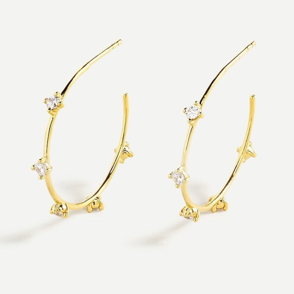 J.Crew Demi-fine 14k gold-plated sparkle dot hoop earrings